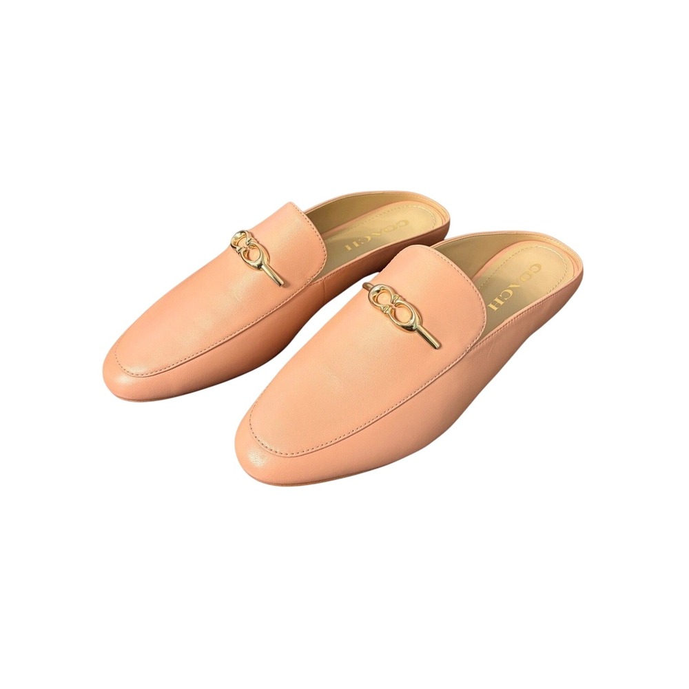 Coach Sienna Leather Slide Mules Shell Pink Gold Hardware Womens 8